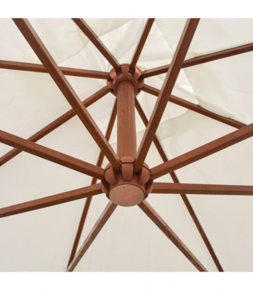 vidaXL Hanging Parasol 300x300 cm Wooden Pole White