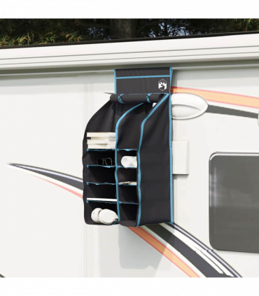 vidaXL Hanging Tent Organizer 10 Pockets Black 40.5 x 25 x 80 cm