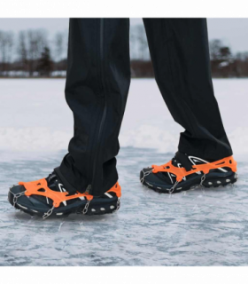 vidaXL Ice Cleats for Shoes with 10 Spikes Orange S Stainless Steel