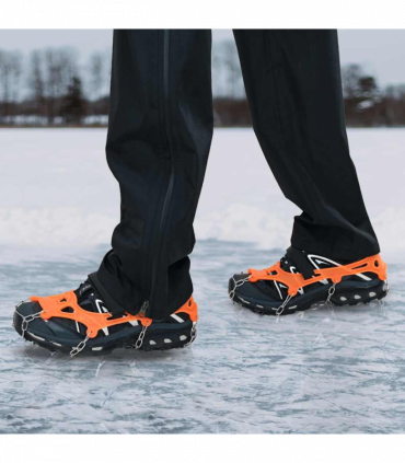 vidaXL Ice Cleats for Shoes with 10 Spikes Orange S Stainless Steel