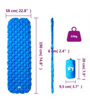 vidaXL Inflating Camping Mattress 1-Person Blue 190x58x6 cm