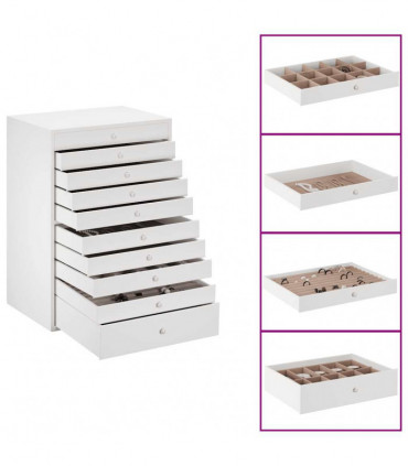 vidaXL Jewellery Box 10-Layer with Watch Holders White 29x20.5x40.5 cm