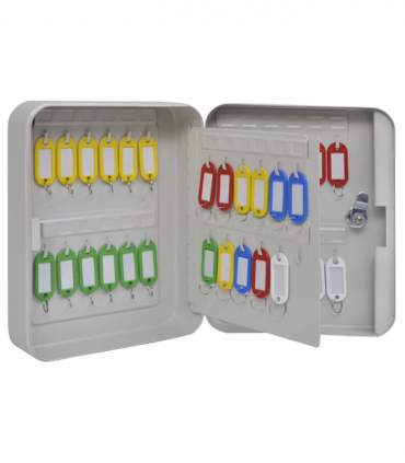 vidaXL Key Box with Lock White 20 x 7.5 x 25 cm Steel