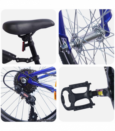 vidaXL Kids Bike 20'' 6-Speed for 6-11 Years Old Dark Blue