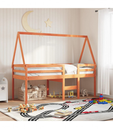 vidaXL Kids' Bed Roof Wax Brown 199x80.5x88 cm Solid Wood Pine