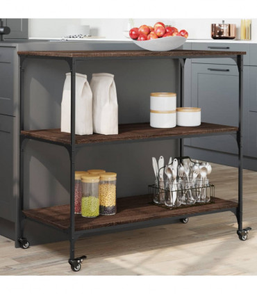 vidaXL Kitchen Trolley Brown Oak 102x50x95 cm Engineered Wood