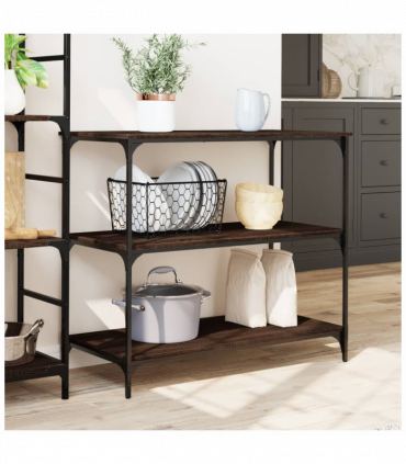 vidaXL Kitchen Trolley Brown Oak 102x50x95 cm Engineered Wood