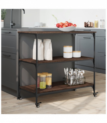 vidaXL Kitchen Trolley Brown Oak 102x50x95 cm Engineered Wood
