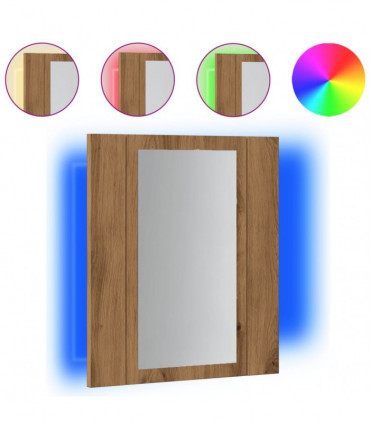 vidaXL LED Bathroom Mirror Cabinet Artisan Oak 40x12x45 cm Engineered Wood