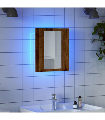vidaXL LED Bathroom Mirror Cabinet Old Wood 40x12x45 cm Engineered Wood