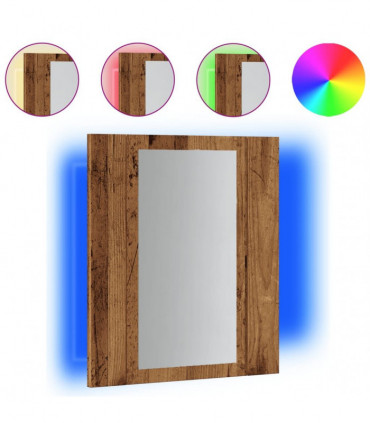 vidaXL LED Bathroom Mirror Cabinet Old Wood 40x12x45 cm Engineered Wood