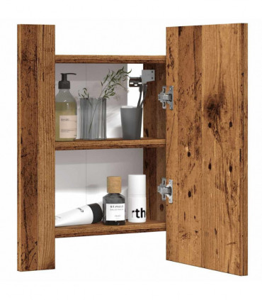 vidaXL LED Bathroom Mirror Cabinet Old Wood 40x12x45 cm Engineered Wood