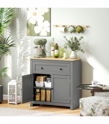 HOMCOM Sideboard Storage Cabinet with Adjustable Shelf, Drawer, Grey