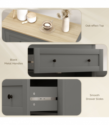 HOMCOM Sideboard Storage Cabinet with Adjustable Shelf, Drawer, Grey