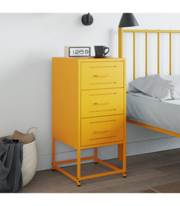 vidaXL Bedside Cabinet Mustard Yellow 36x39x78 cm Steel