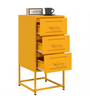 vidaXL Bedside Cabinet Mustard Yellow 36x39x78 cm Steel