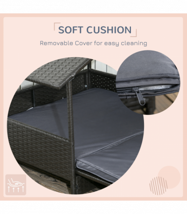 PawHut Extendable Rattan Dog House with Water-Resistant Roof, Cushion - Grey