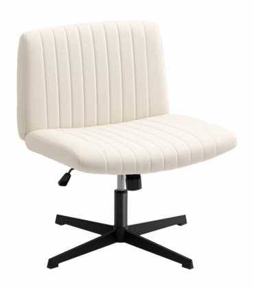 HOMCOM Linen Criss Cross Legged Office Chair with Tilt Function, Cream