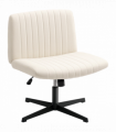 HOMCOM Linen Criss Cross Legged Office Chair with Tilt Function, Cream