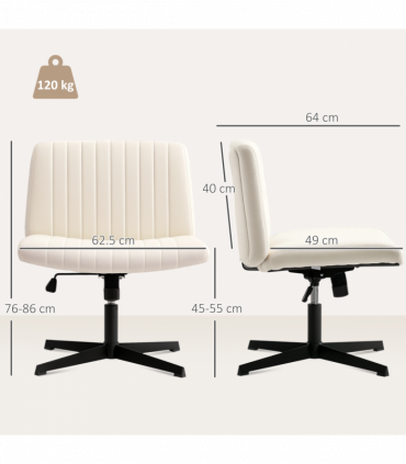 HOMCOM Linen Criss Cross Legged Office Chair with Tilt Function, Cream