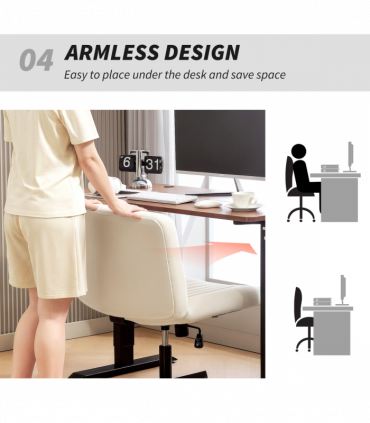 HOMCOM Linen Criss Cross Legged Office Chair with Tilt Function, Cream