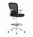 HOMCOM Mesh Draughtsman Chair, Ergonomic Drafting Chair, Black White