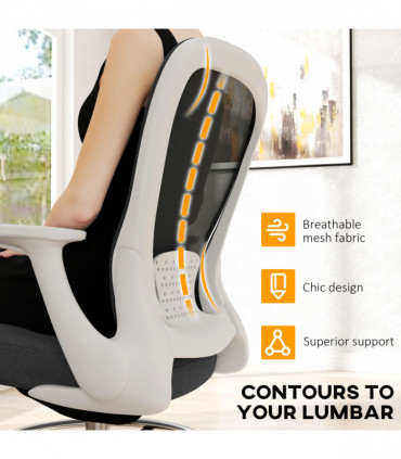 HOMCOM Mesh Draughtsman Chair, Ergonomic Drafting Chair, Black White