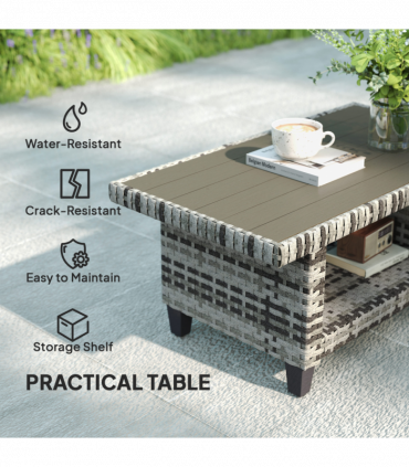 Outsunny 5 Seater Wicker Outdoor Furniture Set for Balcony, Navy Blue