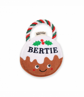 Pre-personalised Christmas Pudding Squeaky Dog Toy Gift - Bertie