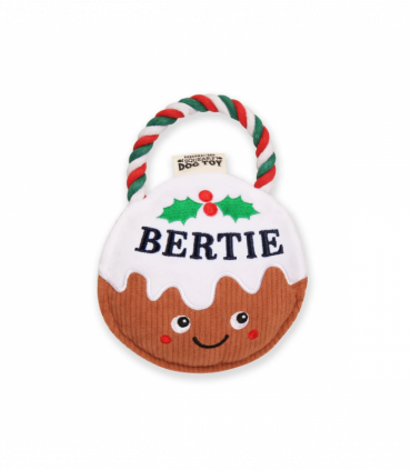 Pre-personalised Christmas Pudding Squeaky Dog Toy Gift - Bertie