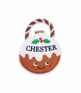 Pre-personalised Christmas Pudding Squeaky Dog Toy Gift - Chester