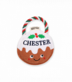Pre-personalised Christmas Pudding Squeaky Dog Toy Gift - Chester
