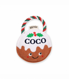 Pre-personalised Christmas Pudding Squeaky Dog Toy Gift - Coco