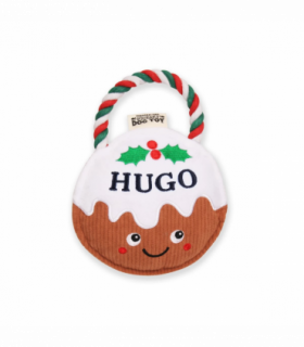 Pre-personalised Christmas Pudding Squeaky Dog Toy Gift - Hugo