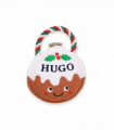 Pre-personalised Christmas Pudding Squeaky Dog Toy Gift - Hugo