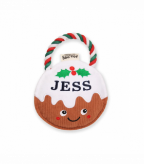 Pre-personalised Christmas Pudding Squeaky Dog Toy Gift - Jess
