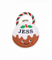 Pre-personalised Christmas Pudding Squeaky Dog Toy Gift - Jess