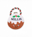 Pre-personalised Christmas Pudding Squeaky Dog Toy Gift - Millie