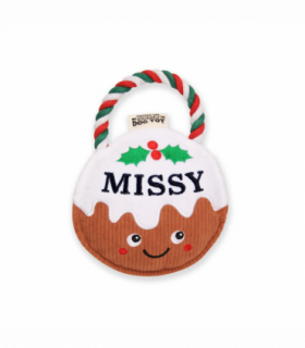 Pre-personalised Christmas Pudding Squeaky Dog Toy Gift - Missy