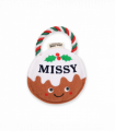 Pre-personalised Christmas Pudding Squeaky Dog Toy Gift - Missy