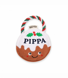 Pre-personalised Christmas Pudding Squeaky Dog Toy Gift - Pippa