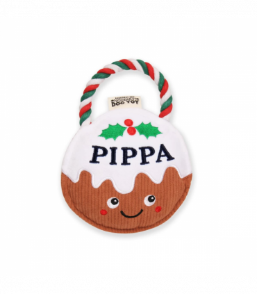 Pre-personalised Christmas Pudding Squeaky Dog Toy Gift - Pippa