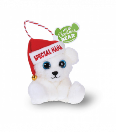 Pre-personalised My Christmas Bear Tree Decoration - Special Nana
