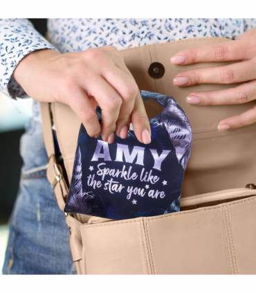 Pre-personalised Pack-Away Sparkle Shopper Bag - Amy