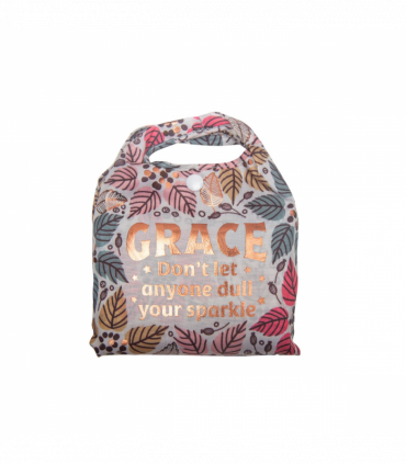Pre-personalised Pack-Away Sparkle Shopper Bag - Grace