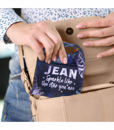 Pre-personalised Pack-Away Sparkle Shopper Bag - Jean