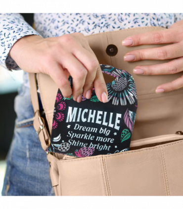 Pre-personalised Pack-Away Sparkle Shopper Bag - Michelle
