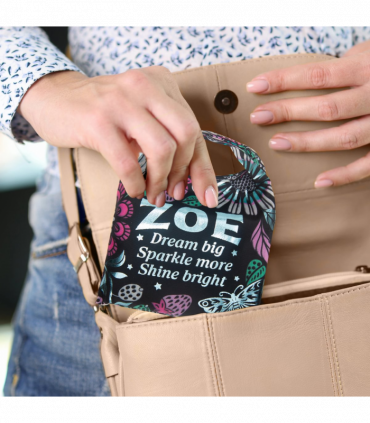 Pre-personalised Pack-Away Sparkle Shopper Bag - Zoe