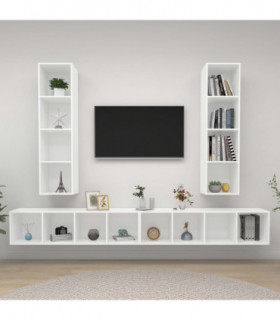 Wall-mounted TV Cabinets 4 pcs White Engineered Wood