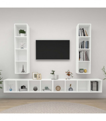Wall-mounted TV Cabinets 4 pcs White Engineered Wood